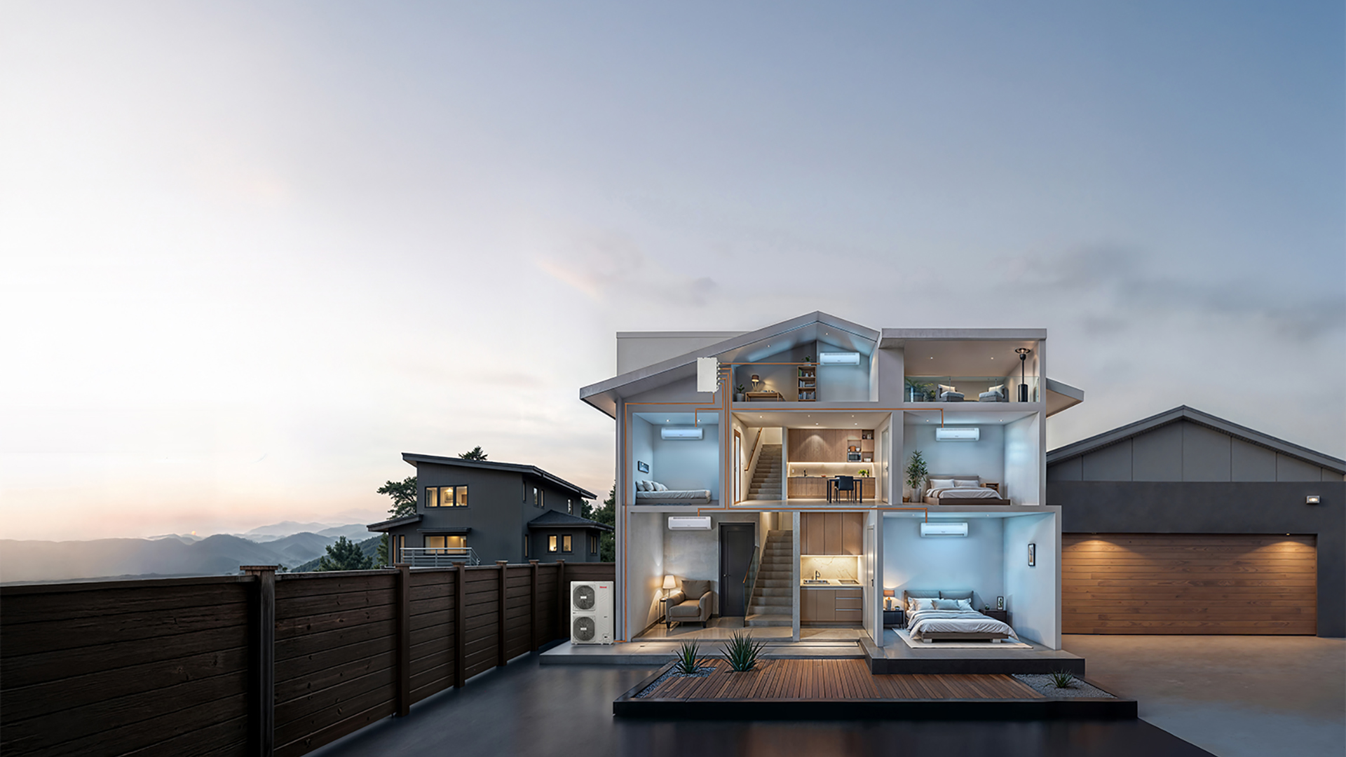 Rinnai Mini VRF Air Conditioner (3D house diagram)