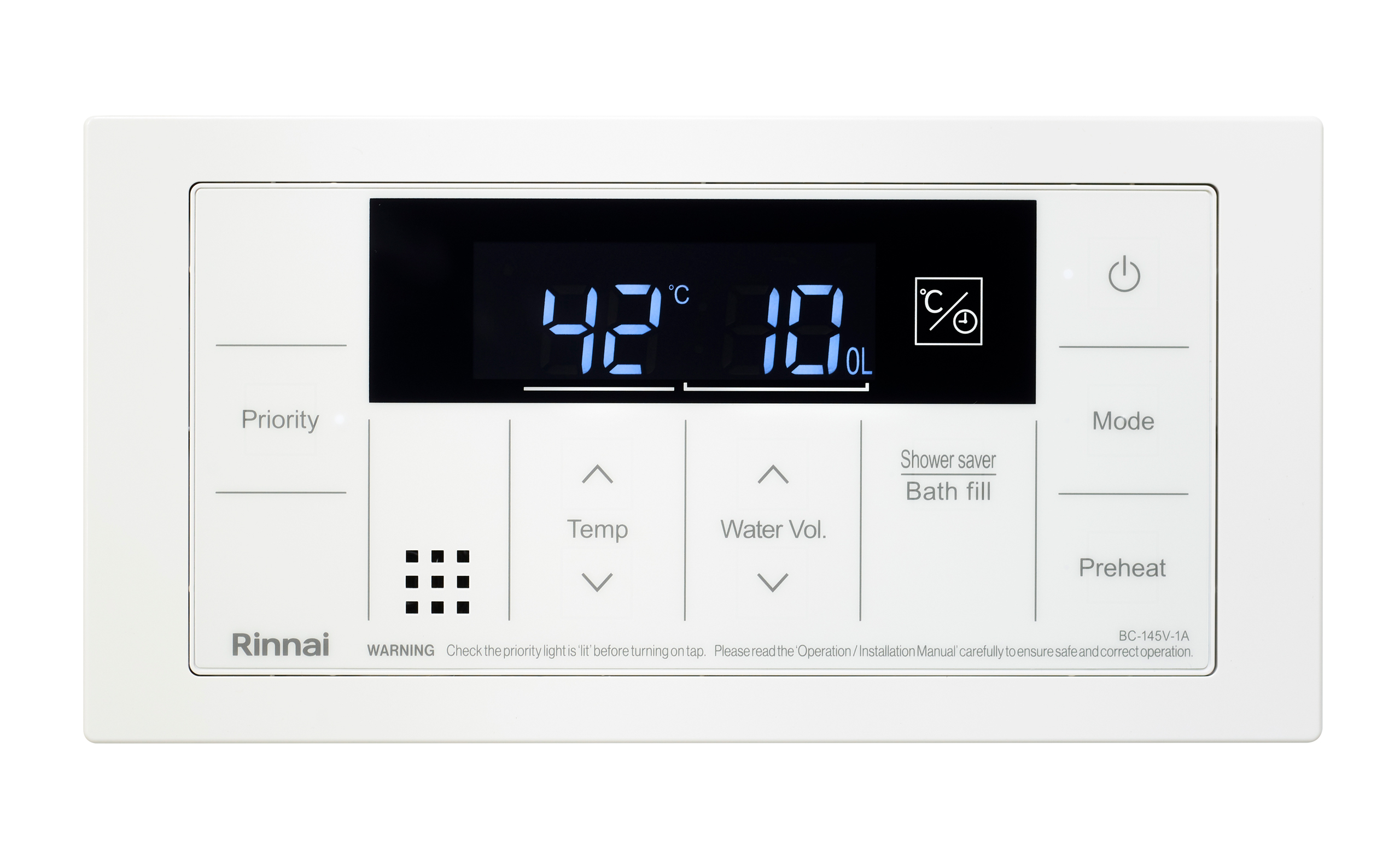 Rinnai Deluxe Bathroom Hot Water Controller (white)