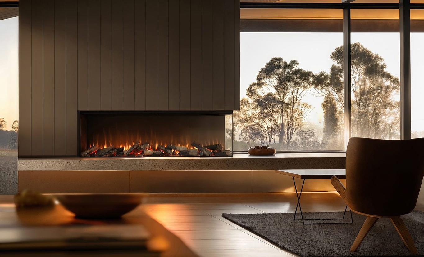 Rinnai ES 1800 Electric Fireplace (lifestyle - country corner install)