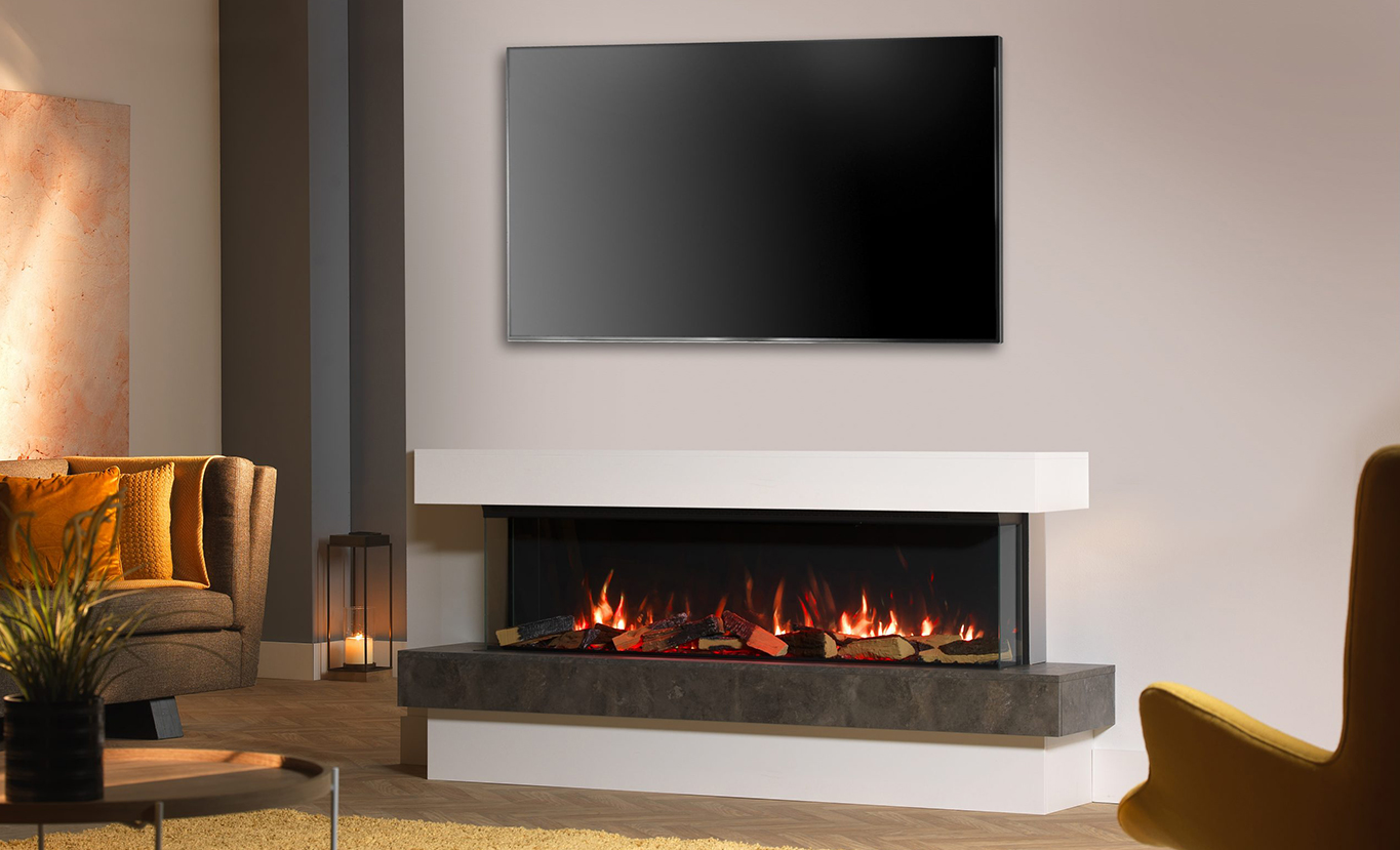 Rinnai ES 1800 Electric Fireplace (lifestyle - inset corner install tv)
