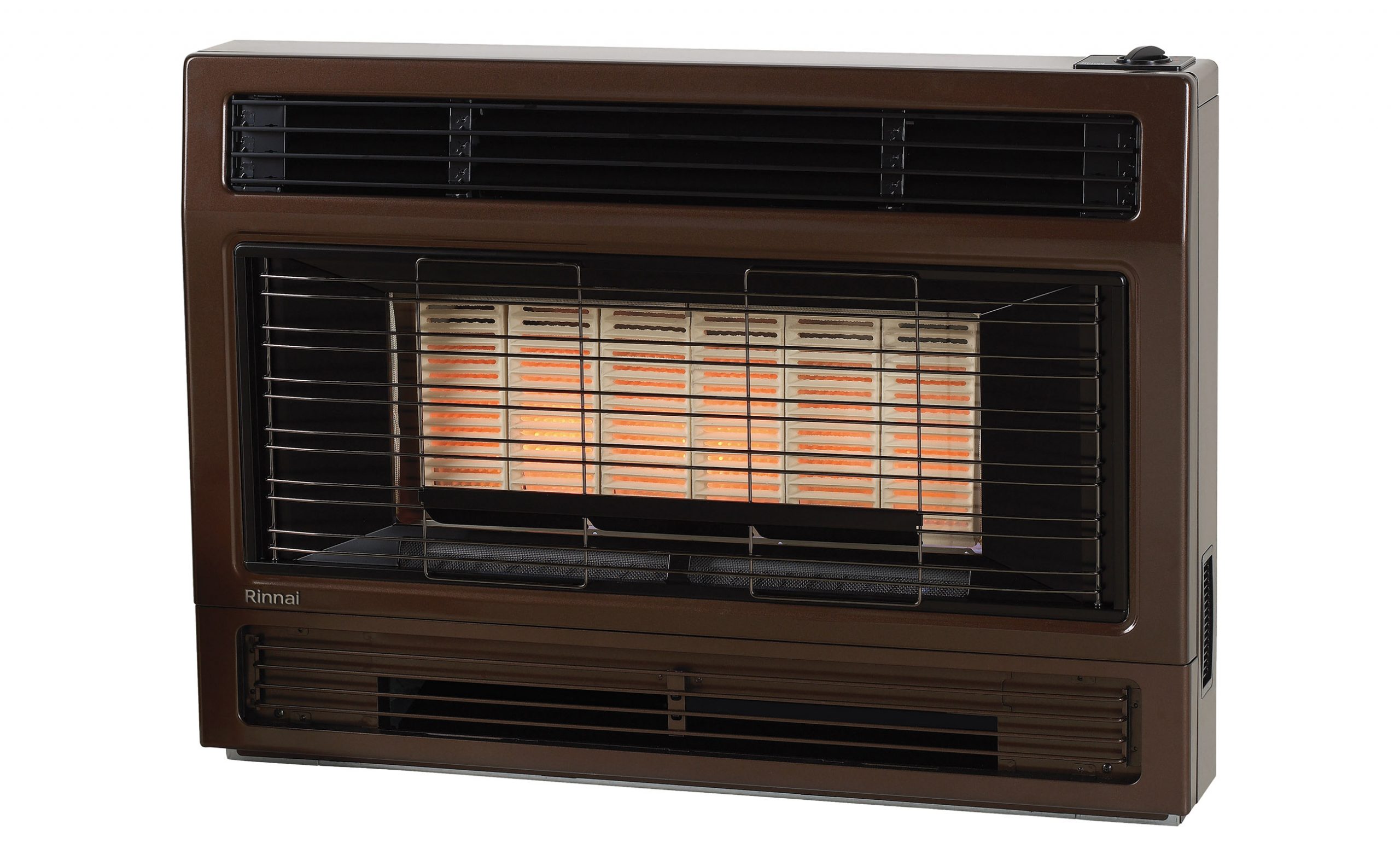 Rinnai 2001 Inbuilt Gas Flued Space Heater (brown - right)