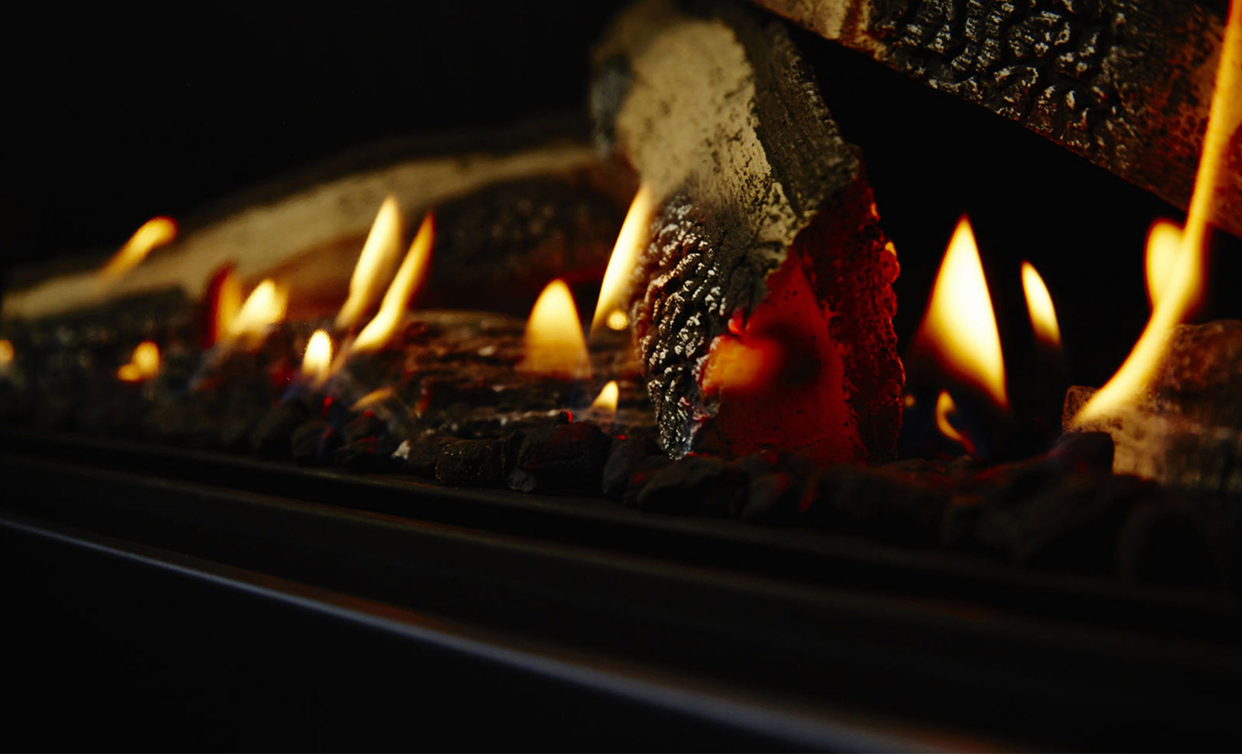 Rinnai 1250 Gas Fireplace (logs - close up)