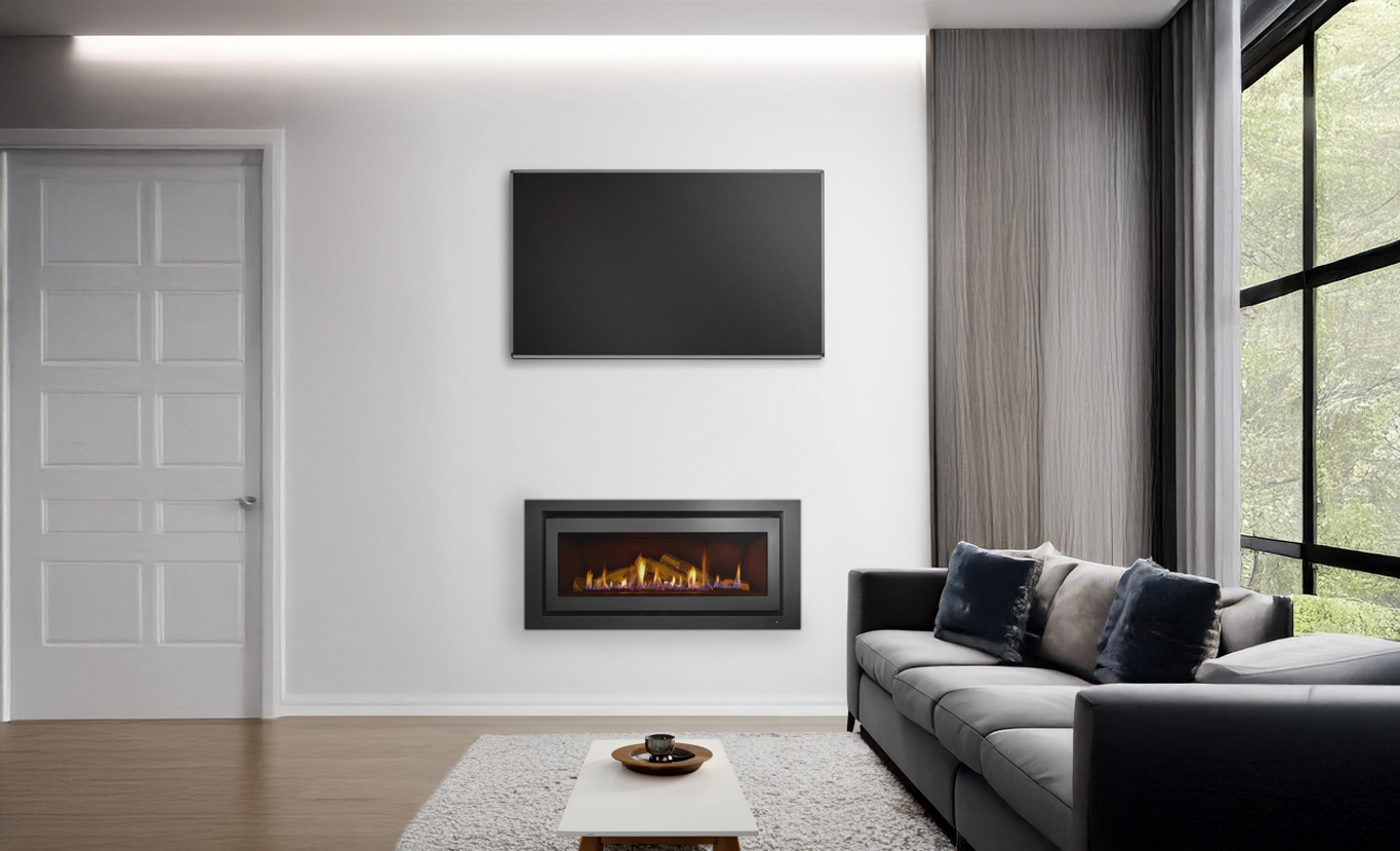 Rinnai 1250 Gas Fireplace (lifestyle - living room tv)