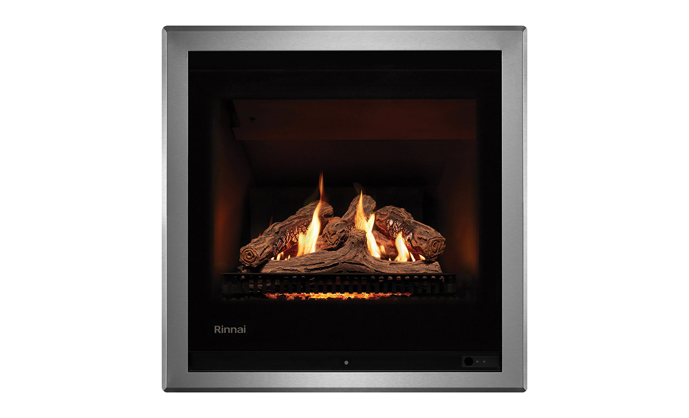 Rinnai 650 Gas Fireplace (stainless steel frame)