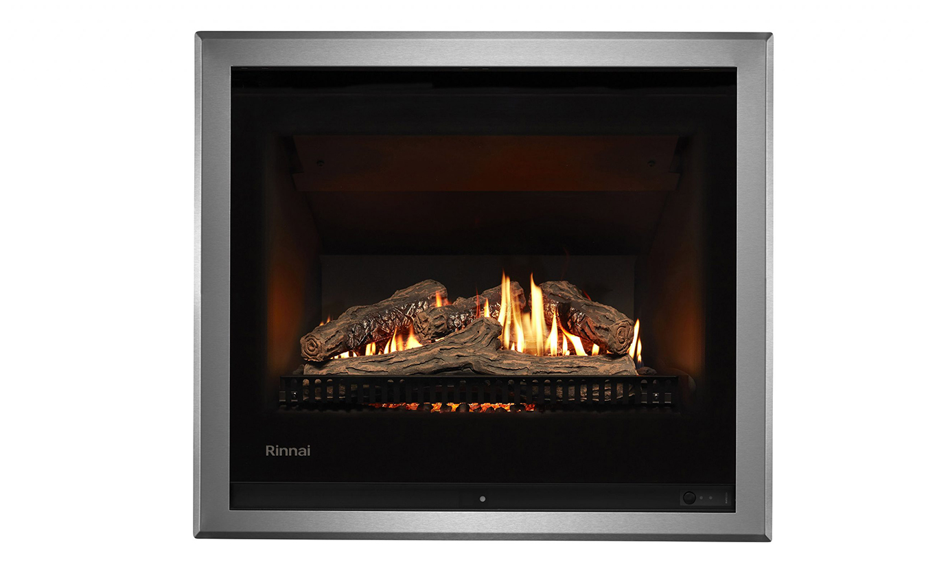 Rinnai 750 Gas Fire (stainless steel frame)