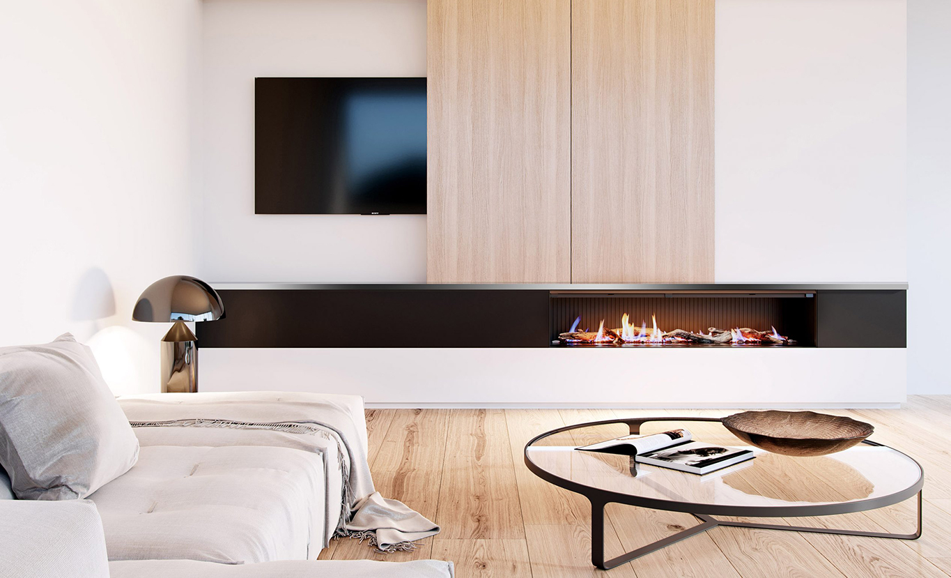 Rinnai LS 1500 Gas Fireplace (lifestyle - single sided living room)